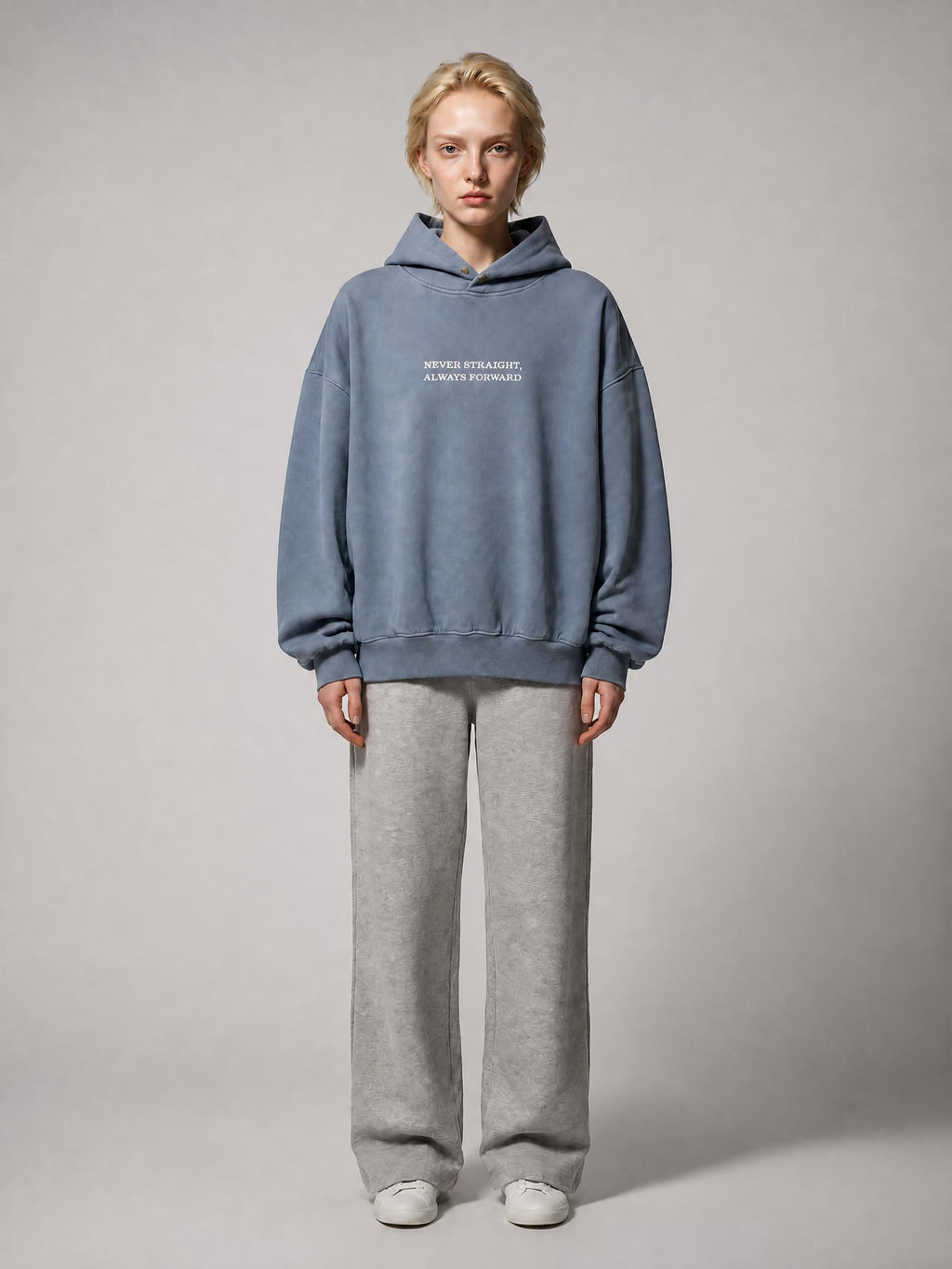 Never Straight, Always Forward Embroidered Hoodie